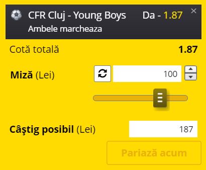 Ponturi pariuri CFR Cluj - Young Boys (3 august 2021)