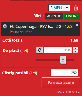 Ponturi pariuri FC Copenhaga - PSV (17.03.2022)