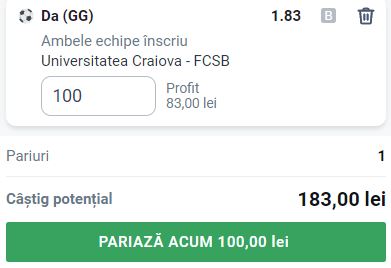 Ponturi U Craiova - FCSB (08.05.2022)