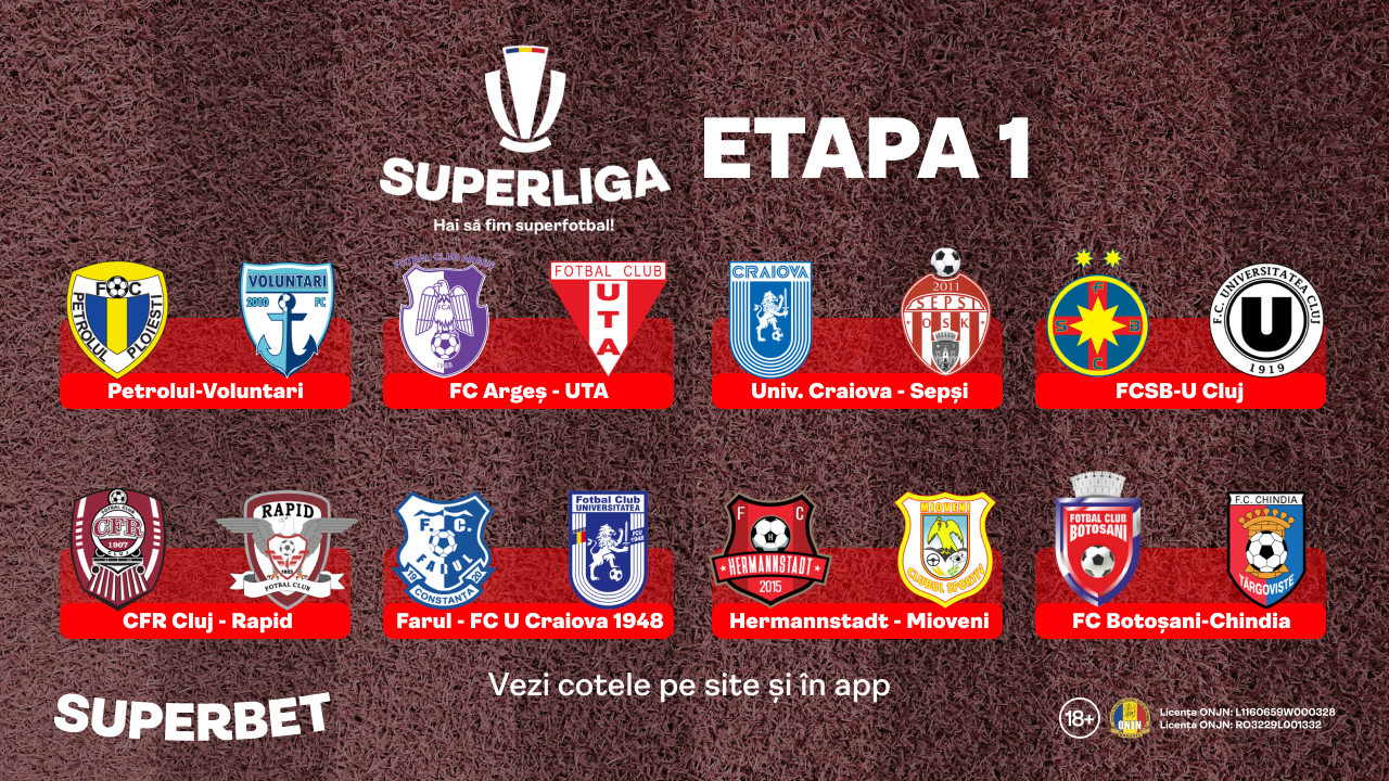 Liga 1 devine SUPERLIGA. Superbet e noul sponsor al primei divizii de fotbal din România