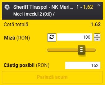 Ponturi pariuri Sheriff Tiraspol - NK Maribor (26.07.2022)