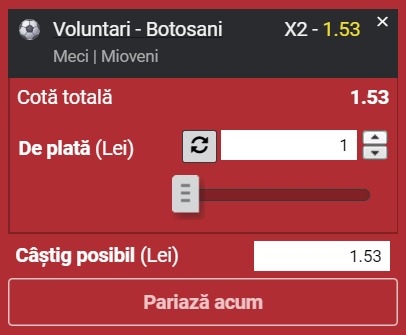 Ponturi pariuri FC Voluntari - FC Botoșani (23.07.2022)