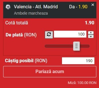 Ponturi pariuri Valencia - Atletico Madrid (29.08.2022)