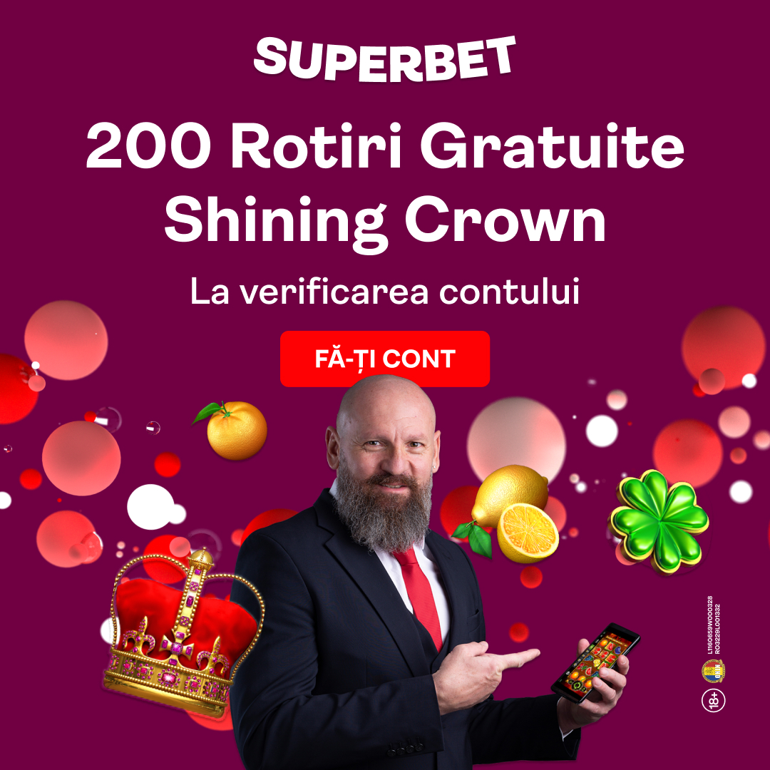 Oferta lunii la Superbet: 200 de rotiri gratuite la Shining Crown