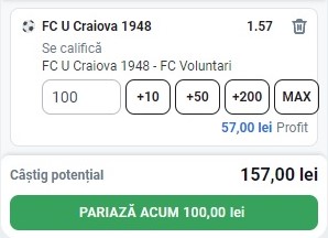 Ponturi pariuri FCU Craiova 1948 - FC Voluntari (24.05.2023)