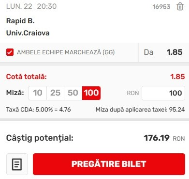 Ponturi pariuri Rapid - Universitatea Craiova (22.05.2023)