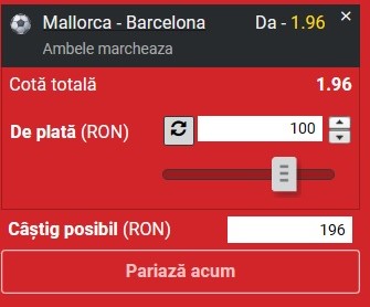 Ponturi pariuri Mallorca - Barcelona (26.09.2023)