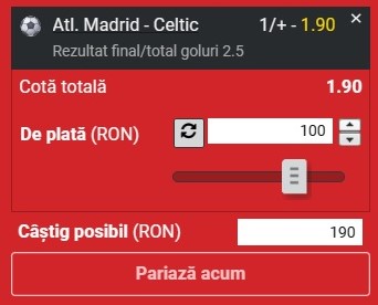 Ponturi pariuri Atletico Madrid - Celtic (07.11.2023)