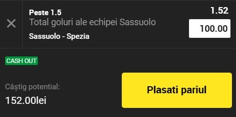 Ponturi pariuri Sassuolo - Spezia (02.11.2023)